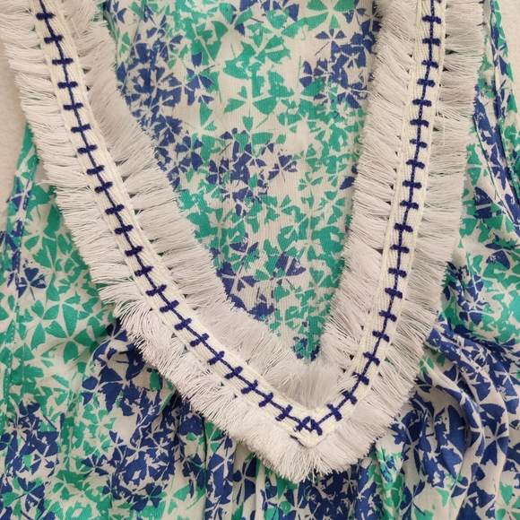 Poupette St. Barth BELINE Fringe v-neck Dress Aqua Size S - Picture 5 of 9